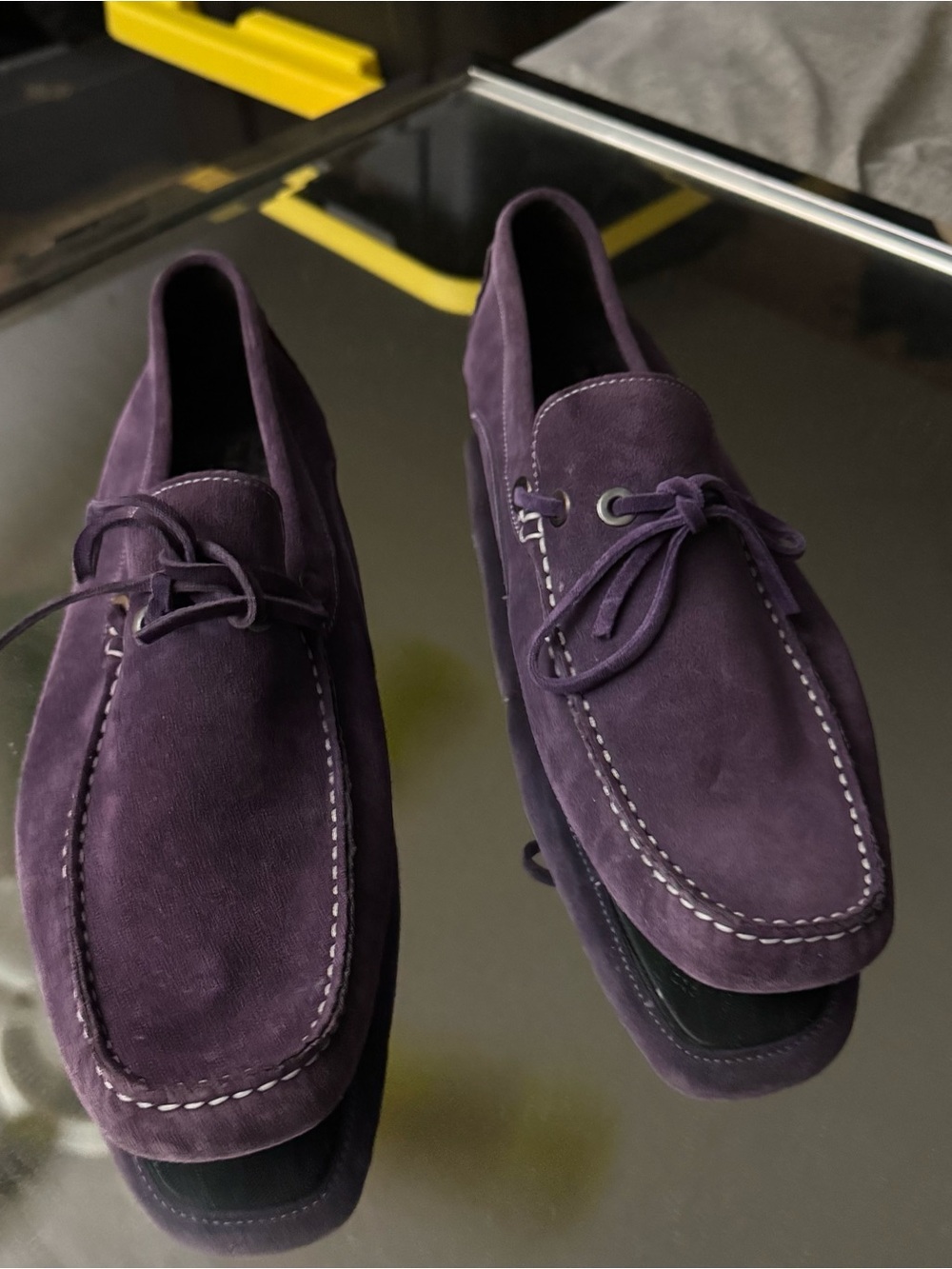 Men's Suede Slip-On Loafers in Purple